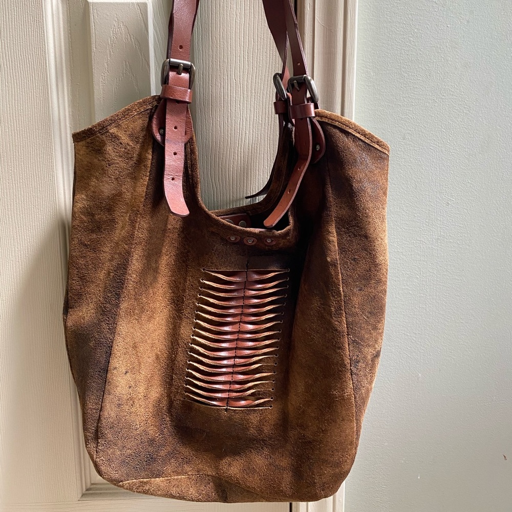 Vin Baker Suede and Leather Hobo Bag